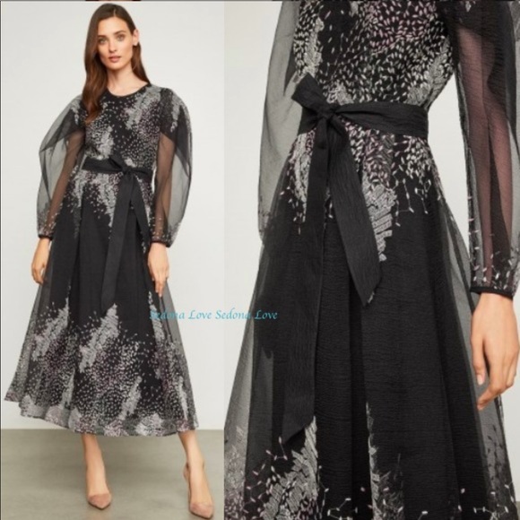bcbgmaxazria embroidered organza midi dress